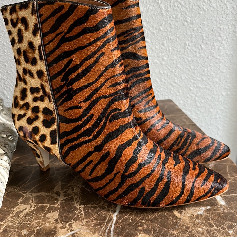 Matisse 9B  Shaker Never Worn Calf Hair Ankle Boot Bootie Animal Print Leather